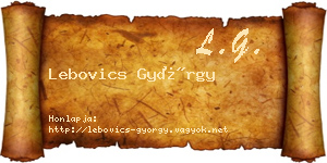Lebovics György névjegykártya